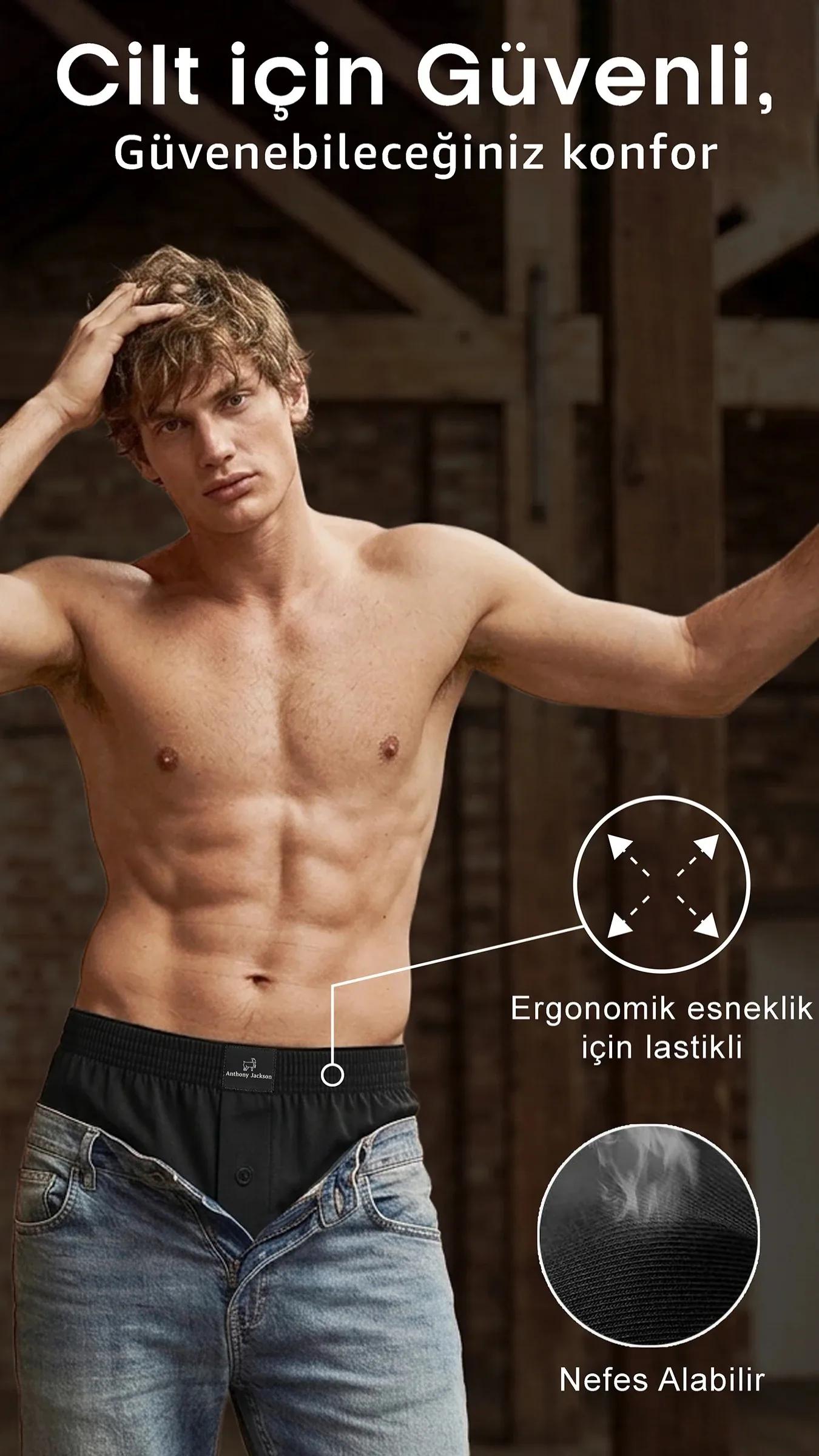 %100 Pamuk 3'lü Kutu Premium Havlu Bel Erkek Boxer Domenico