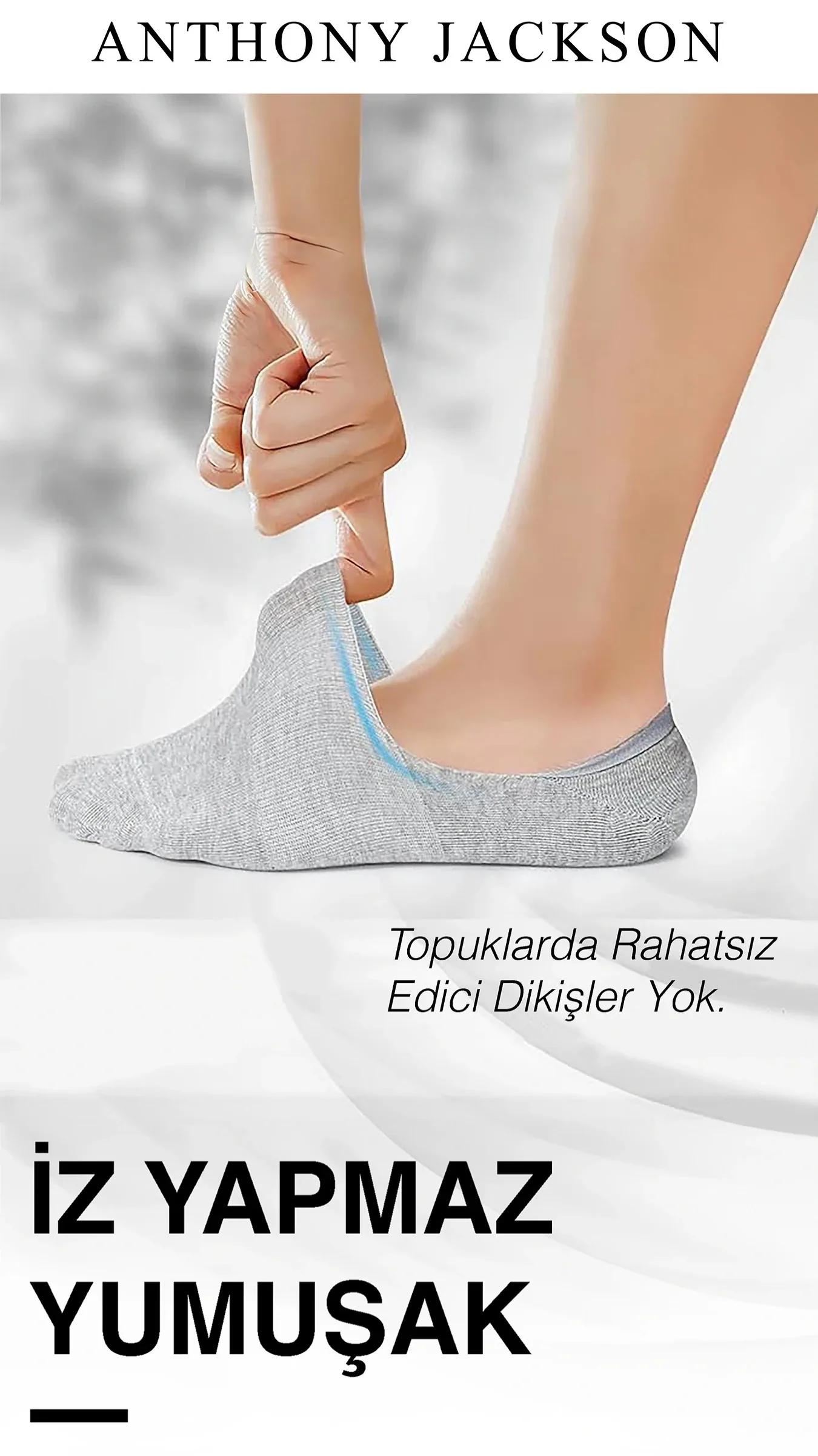 10 Çift Kutulu BAMBU Premium Bay-Bayan Dikişsiz Görünmez Kaymaz Slikonlu Babet Çorap Brook