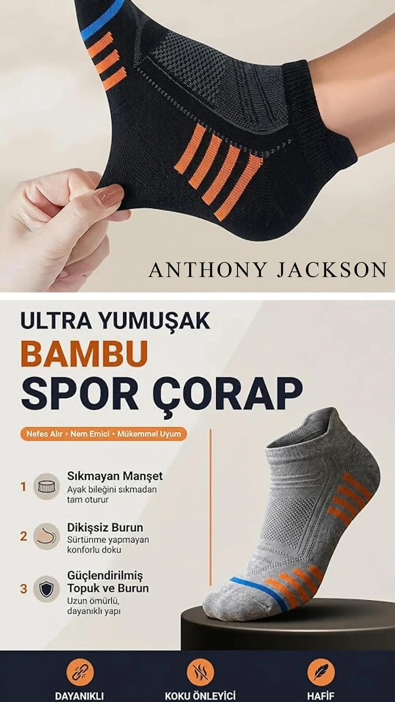 6 Çift Kutulu Bambu Premium Bay - Bayan Spor Desenli Dikişsiz Spor Koşu ve Yürüyüş Çorabı Fabian
