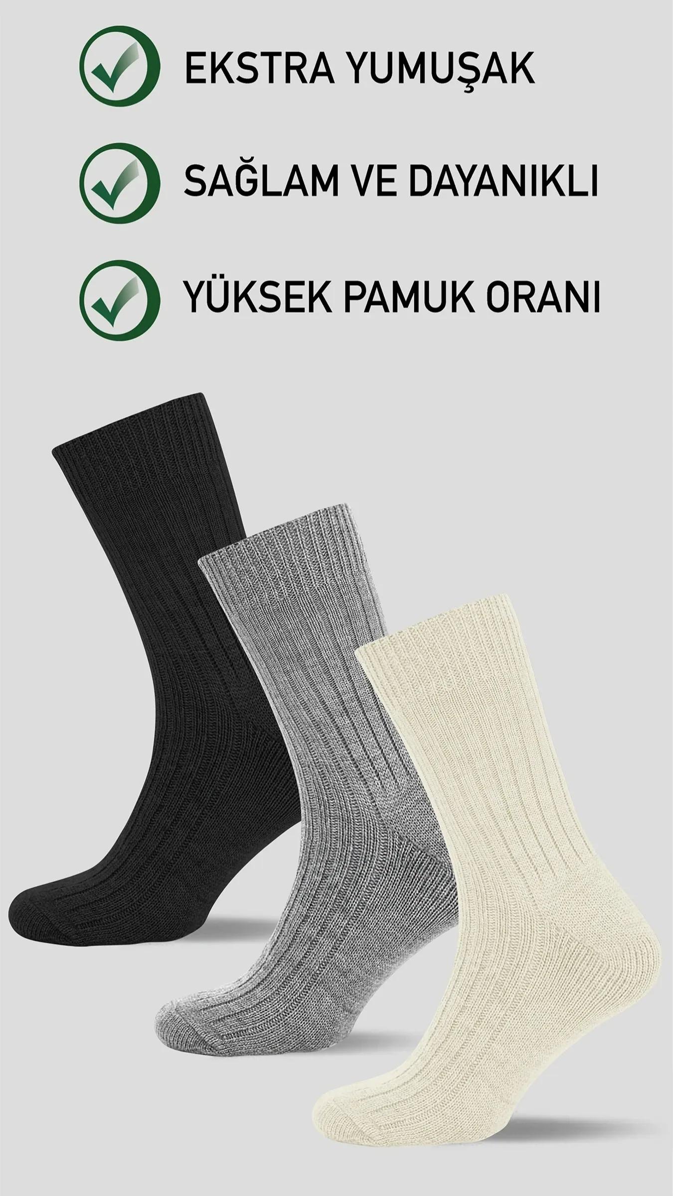 Doğal Pamuktan Üretilmiş 4'lü Kutu Dikişsiz Ribana Örgü Bio Naturel Kadın ve Erkek Çorap NaturWalk