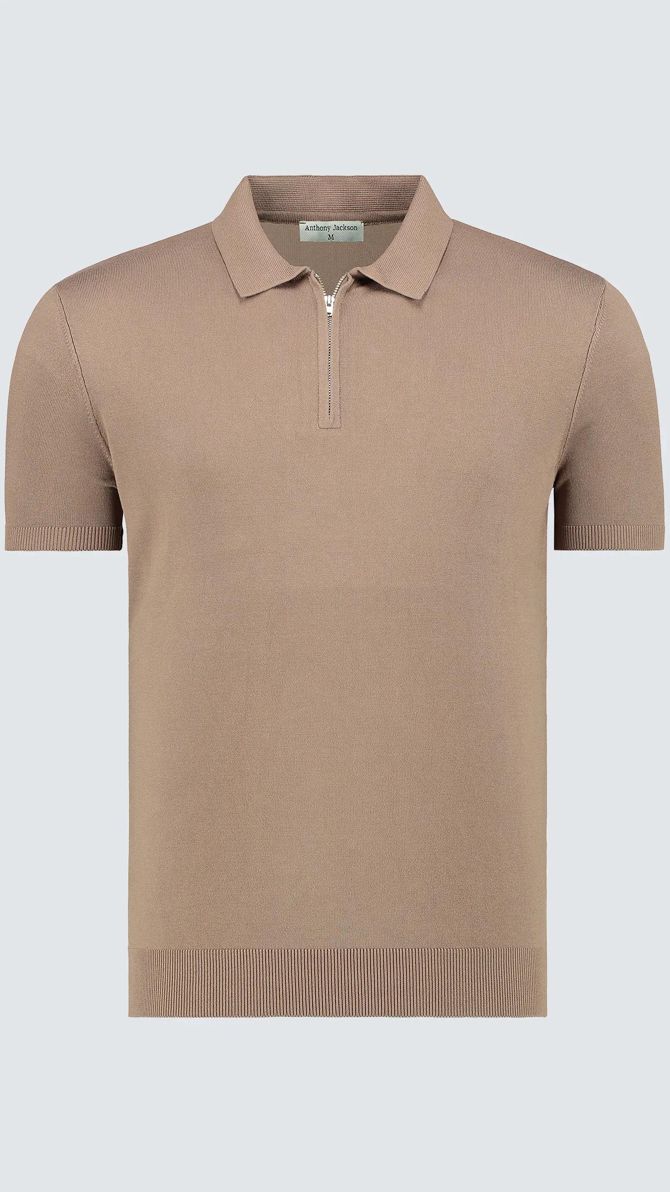 Erkek Fit Fermuarlı Triko Polo Tişört Stefano
