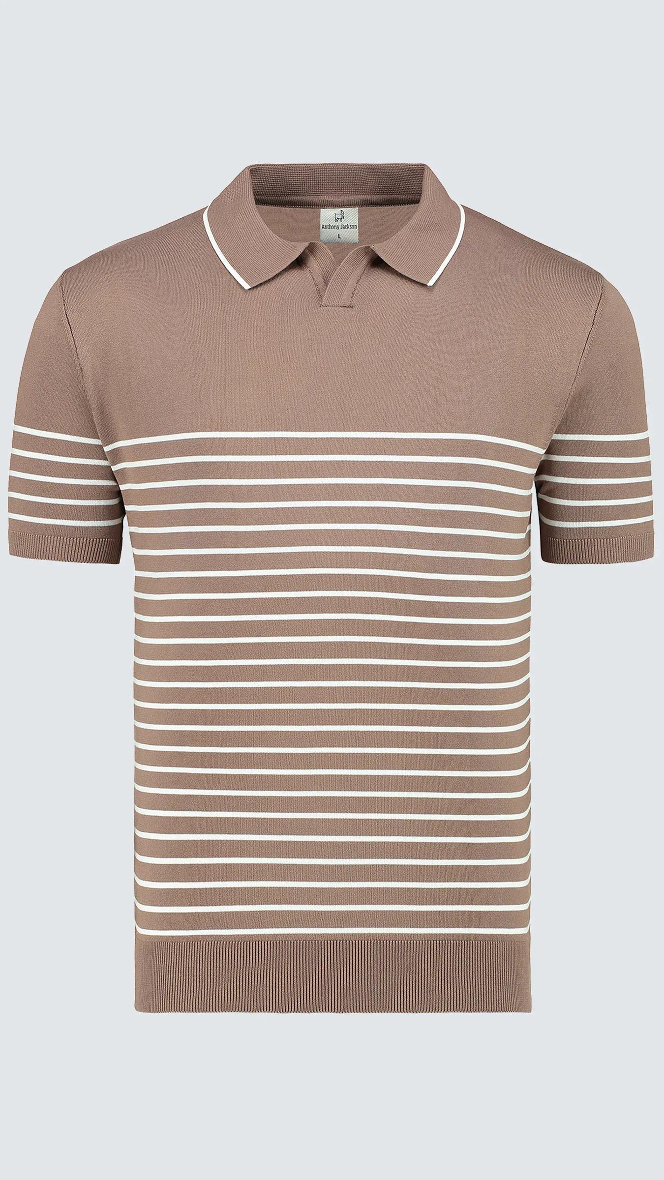 Premium Erkek Triko Polo Tişört Çizgili Emiliano