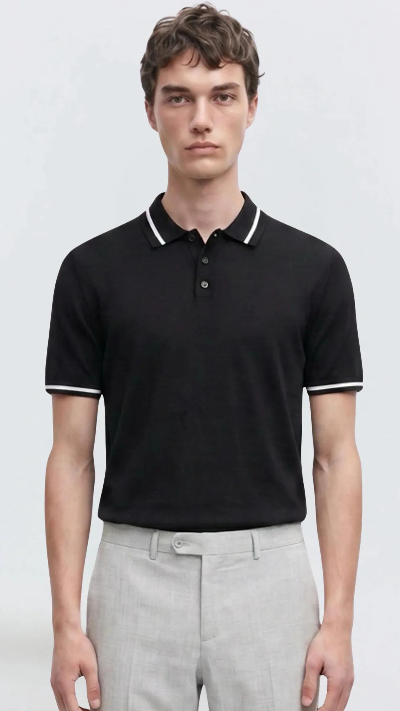 Premium Erkek Triko Polo Tişört Alberto - Kahve