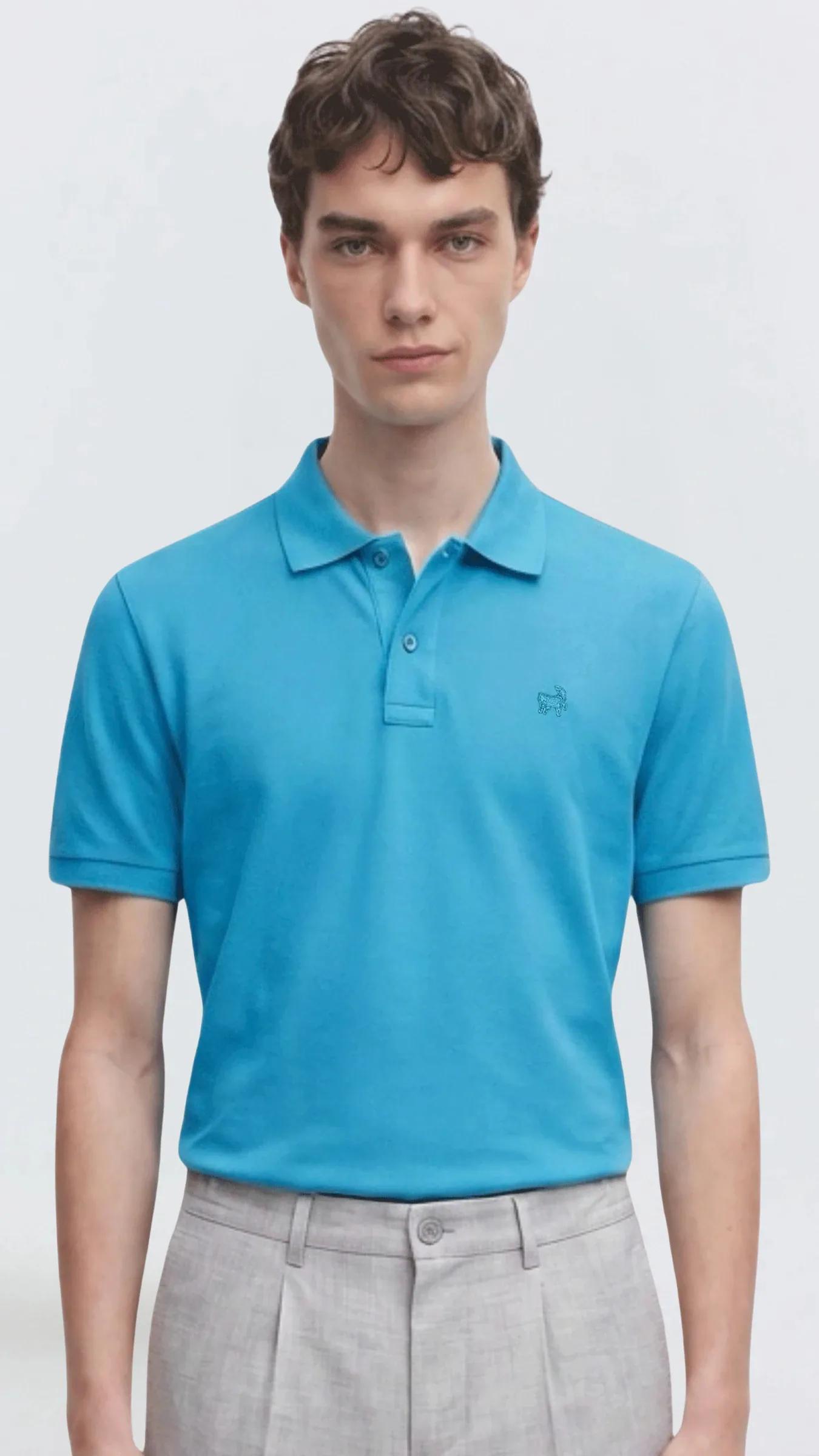 Premium Erkek Polo Yaka Tişört Giorgio - Turkuaz