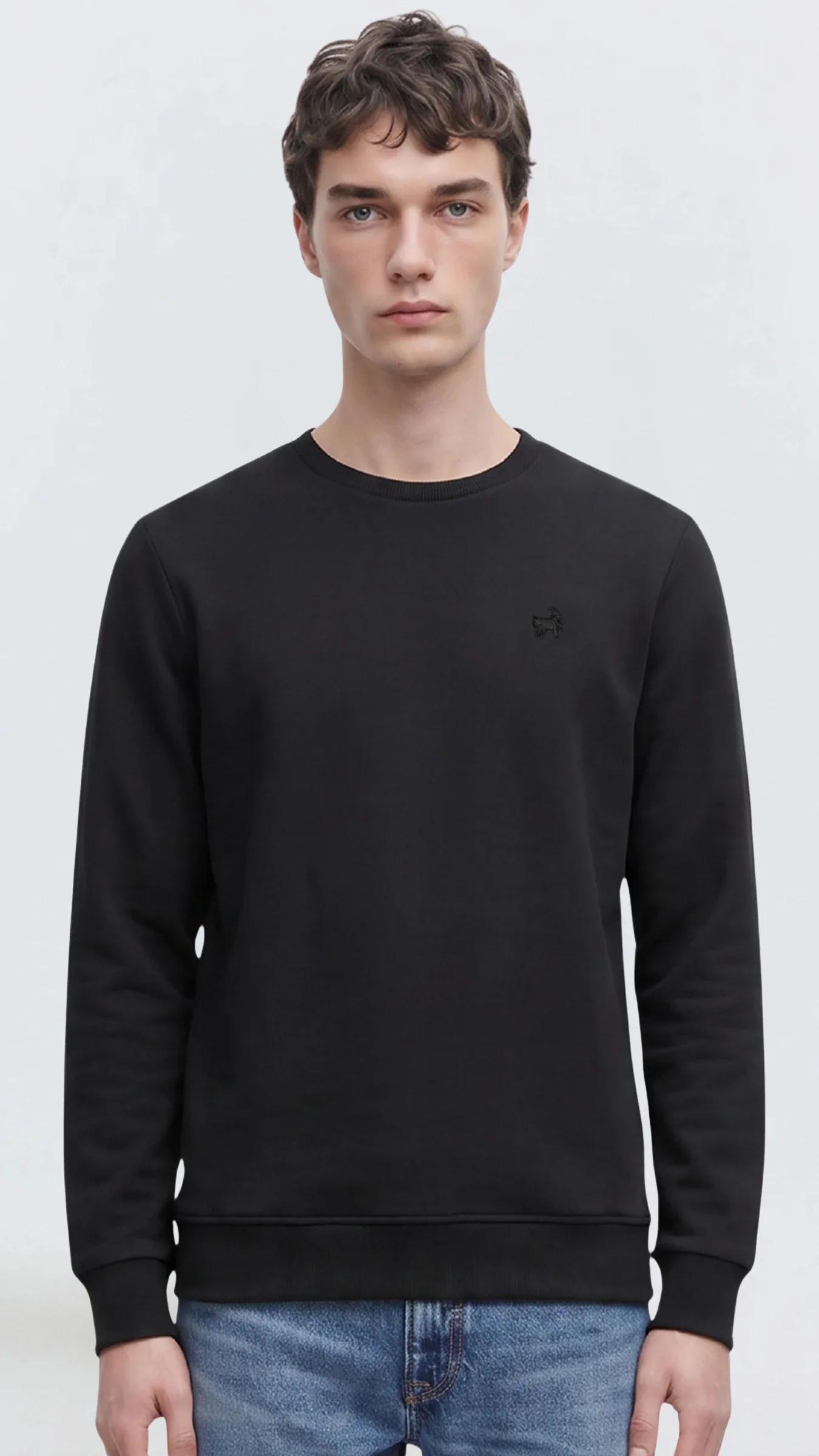 Premium Erkek Basic Logo Sweatshirt Nova - Siyah