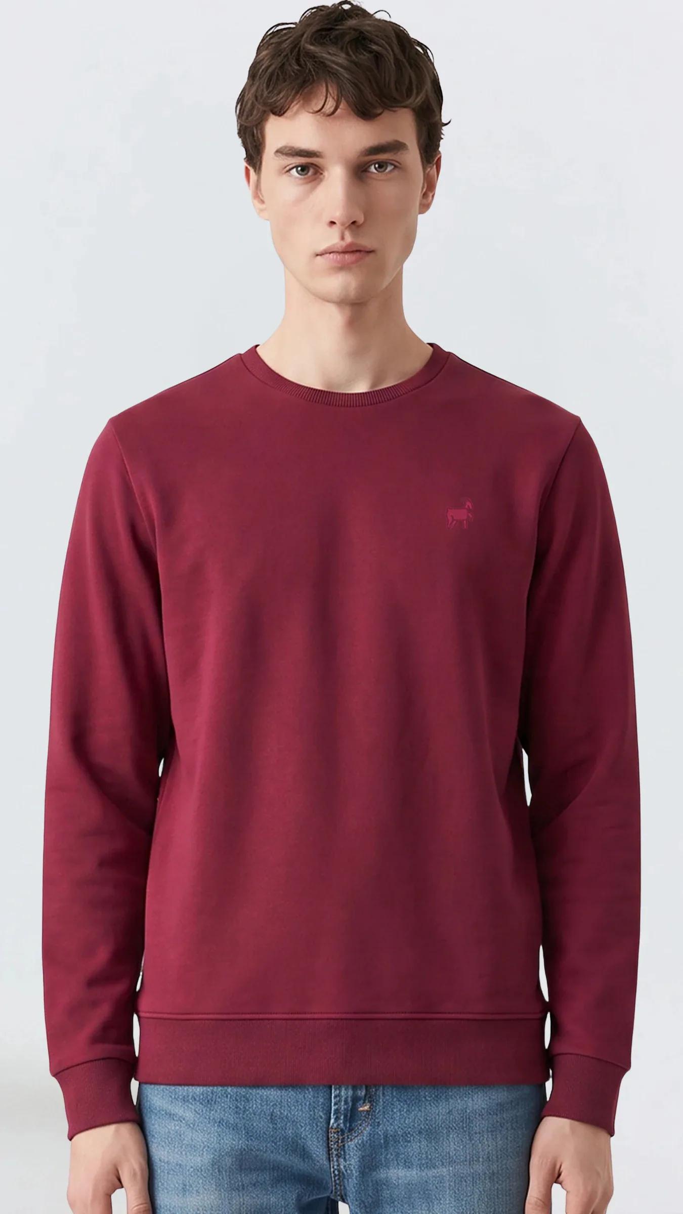 Premium Erkek Basic Logo Sweatshirt Nova - Bordo