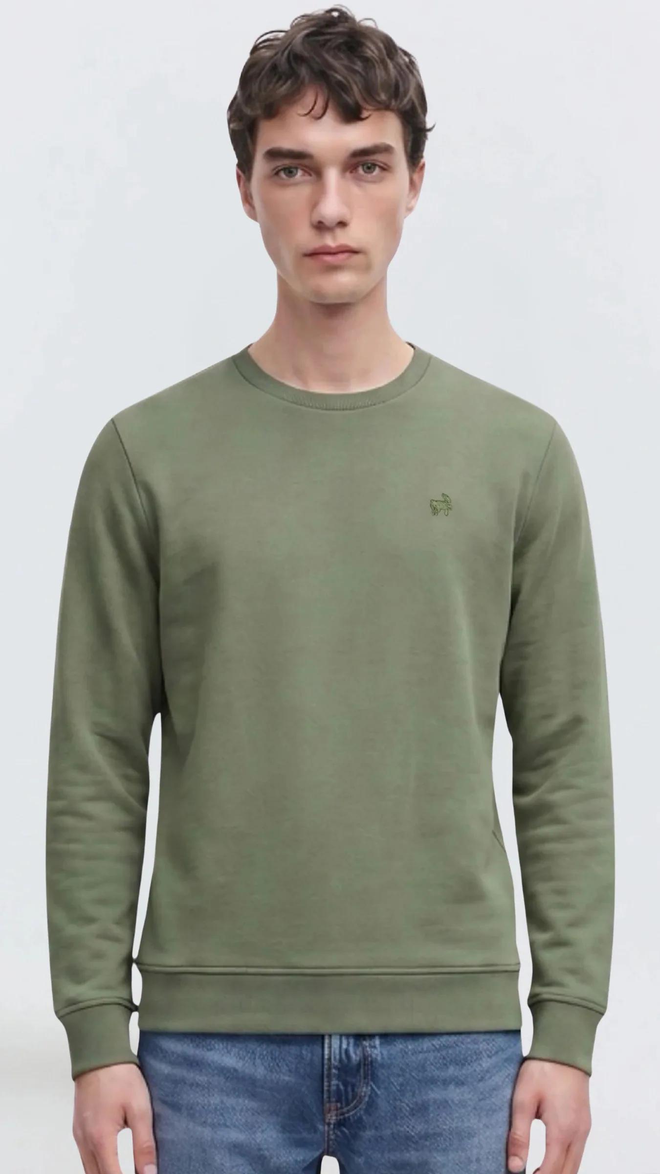 Premium Erkek Basic Logo Sweatshirt Nova - Haki