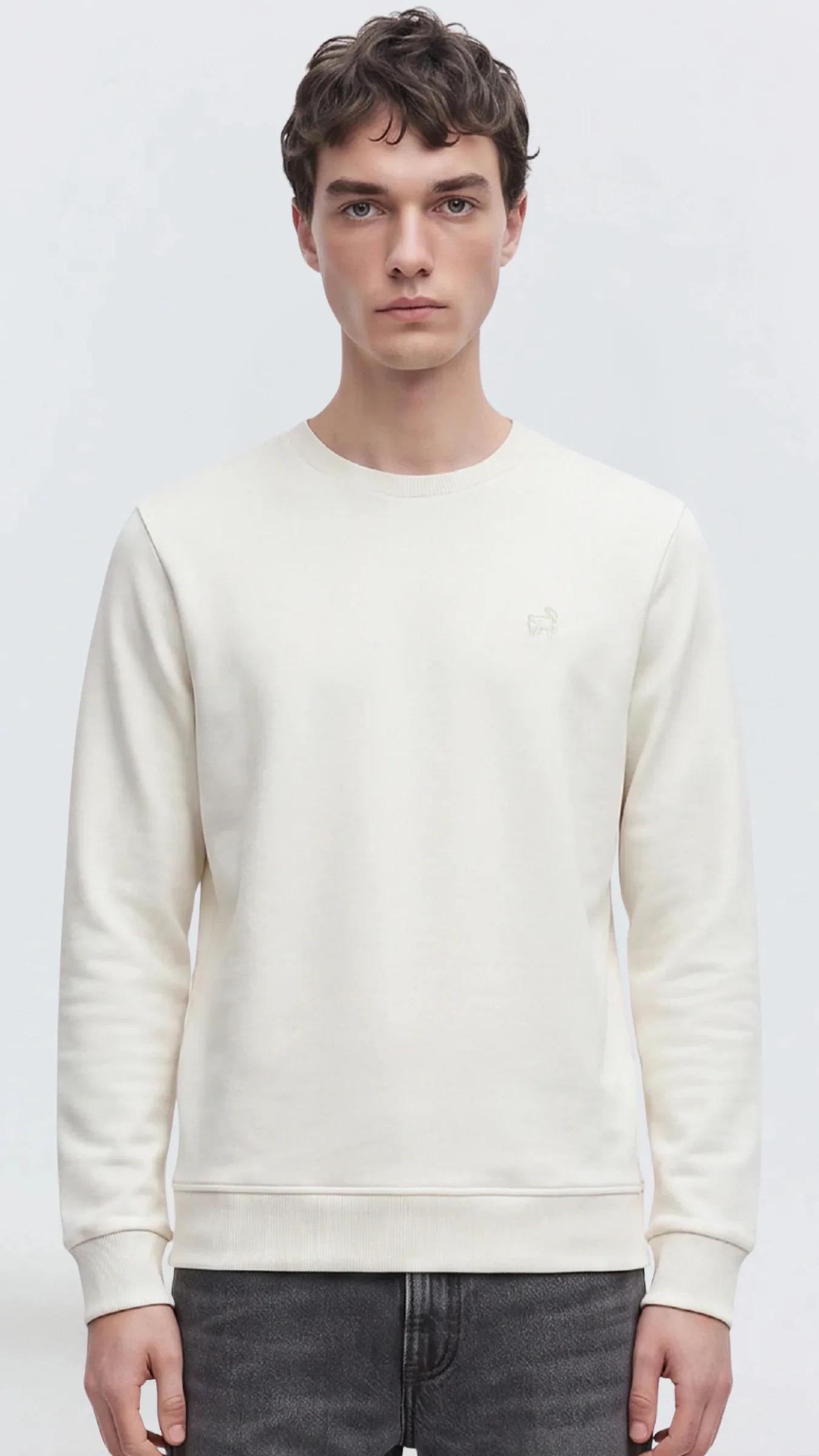Premium Erkek Basic Logo Sweatshirt Nova - Ekru