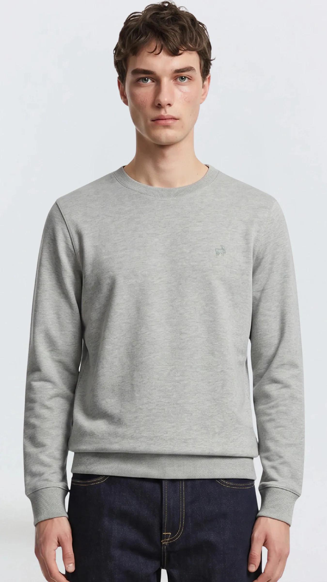 Premium Erkek Basic Logo Sweatshirt Nova - Gri Melanj