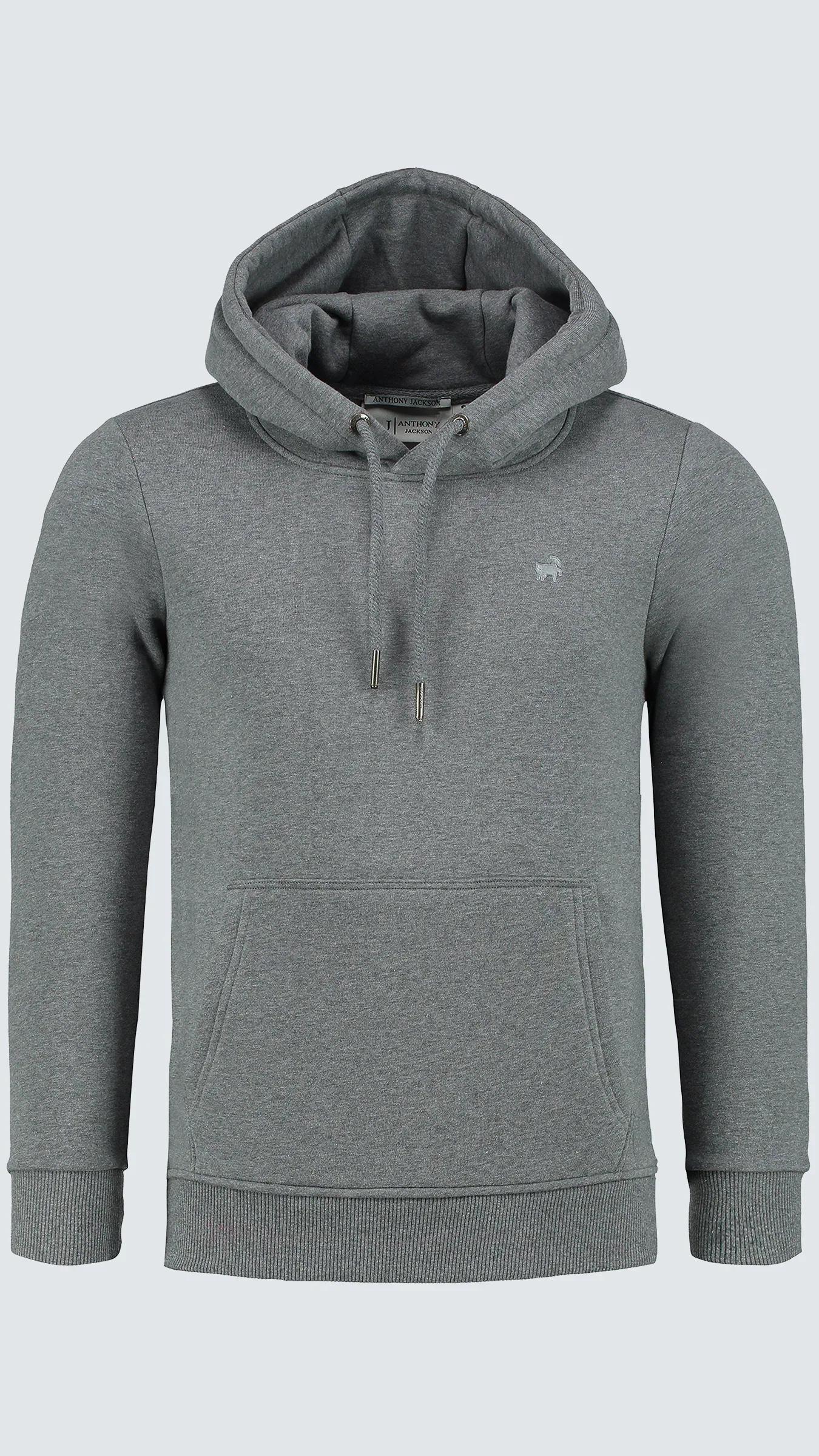 Premium Erkek Basic Logo Kapüşonlu Sweatshirt Flint