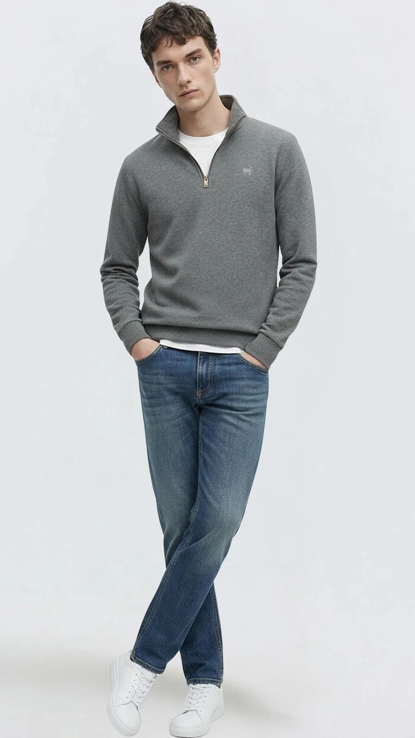 Premium Erkek Yarım Yaka Fermuarlı Sweatshirt Emilio