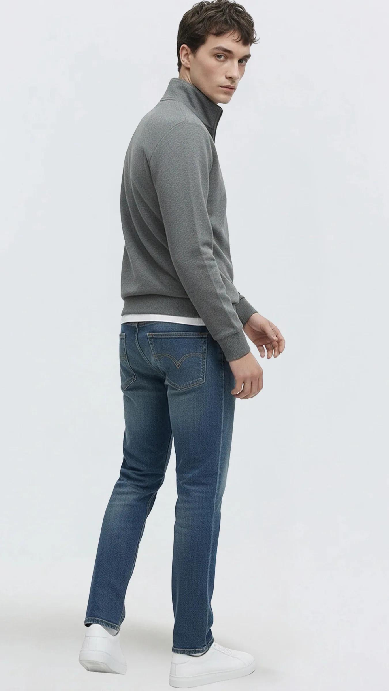 Premium Erkek Yarım Yaka Fermuarlı Sweatshirt Emilio