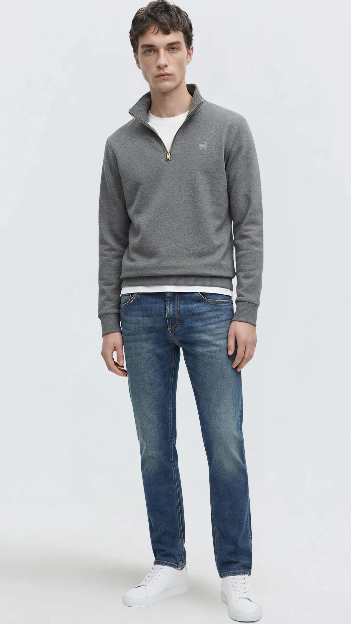 Premium Erkek Yarım Yaka Fermuarlı Sweatshirt Emilio