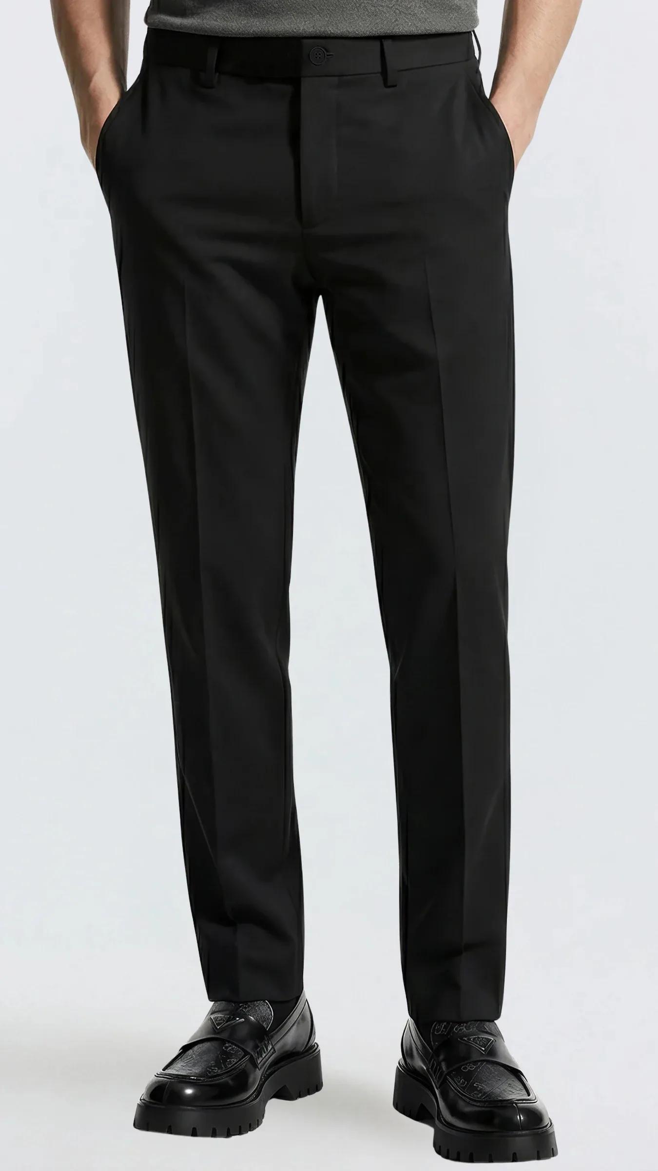 Premium Düz Kumaş Slim Fit Klasik Erkek Pantolon Rafael - Siyah