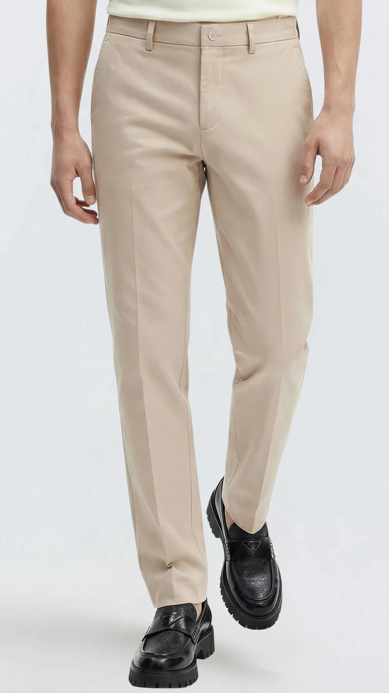 Premium Düz Kumaş Slim Fit Klasik Erkek Pantolon Rafael - Bej
