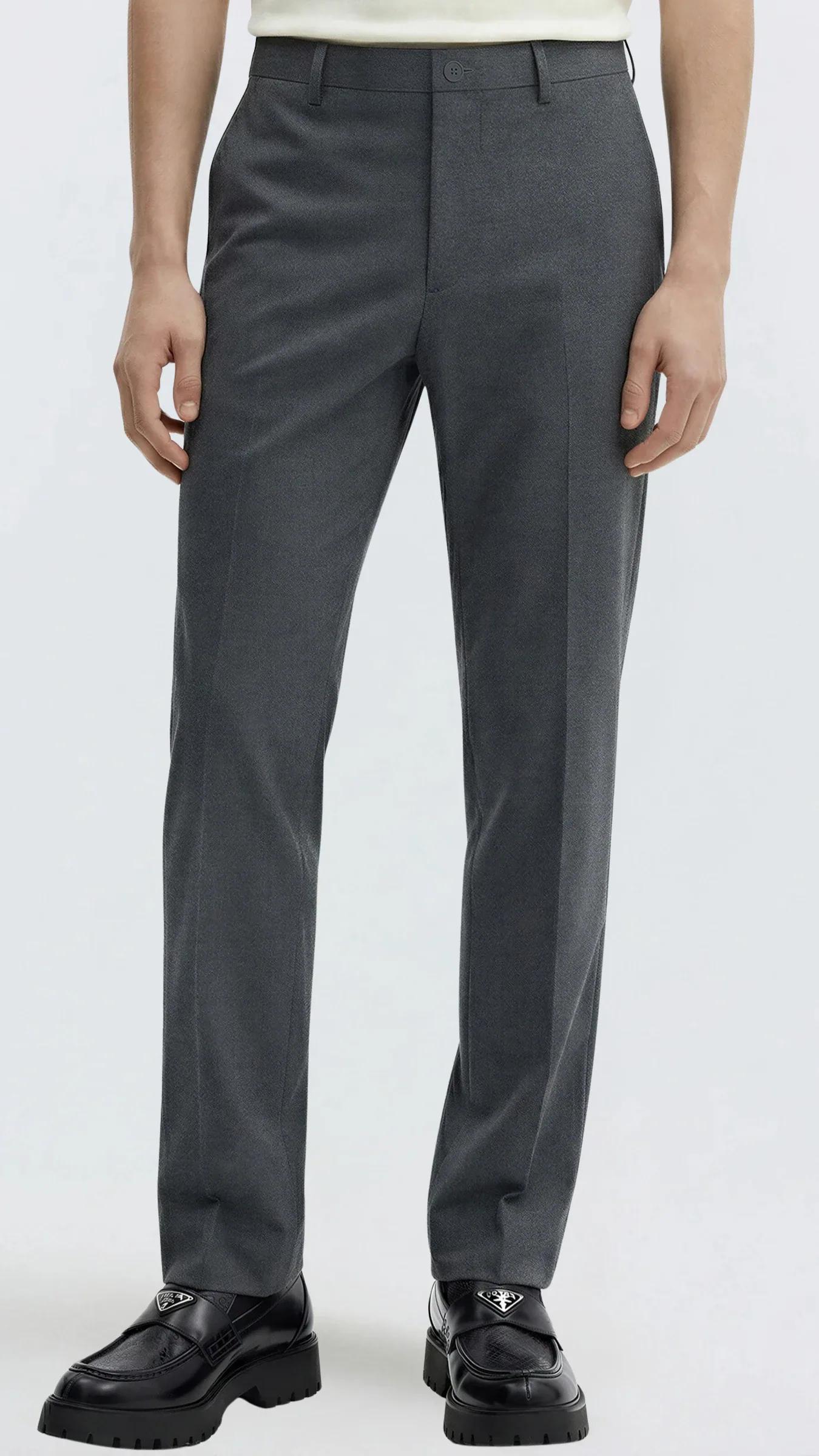 Premium Düz Kumaş Slim Fit Klasik Erkek Pantolon Rafael - Füme