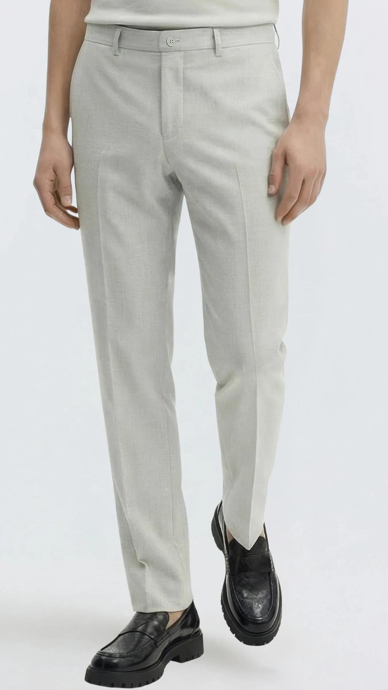 Premium Düz Kumaş Slim Fit Klasik Erkek Pantolon Rafael - Açık Gri