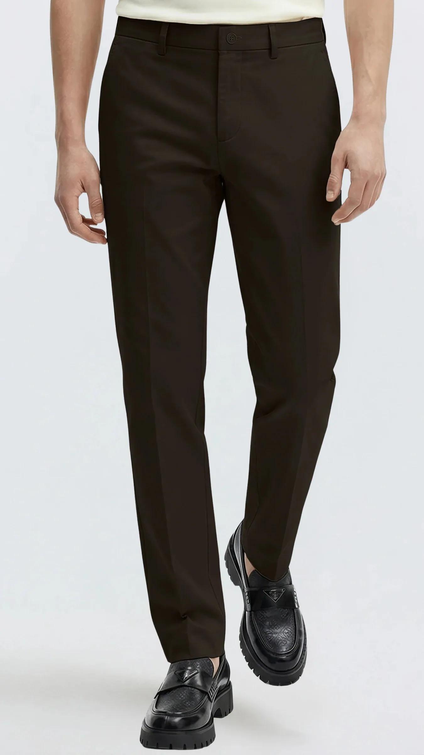 Premium Düz Kumaş Slim Fit Klasik Erkek Pantolon Rafael - Kahverengi
