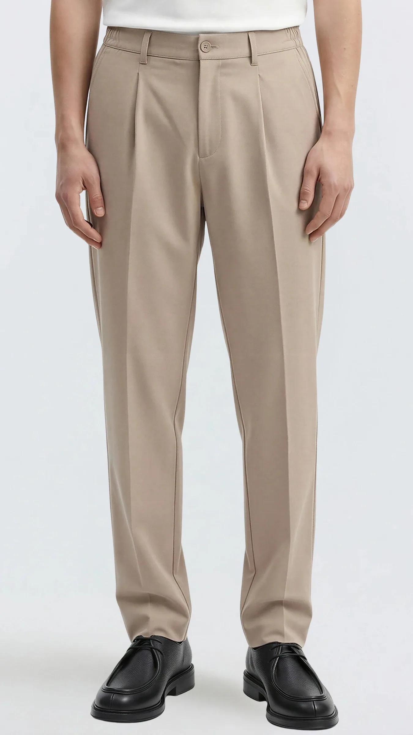 Premium Regular Fit Yüksek Bel Erkek Kumaş Pantolon Gabriel - Bej
