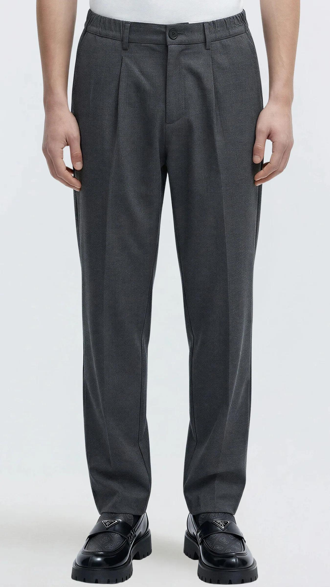 Premium Regular Fit Yüksek Bel Erkek Kumaş Pantolon Gabriel - Füme