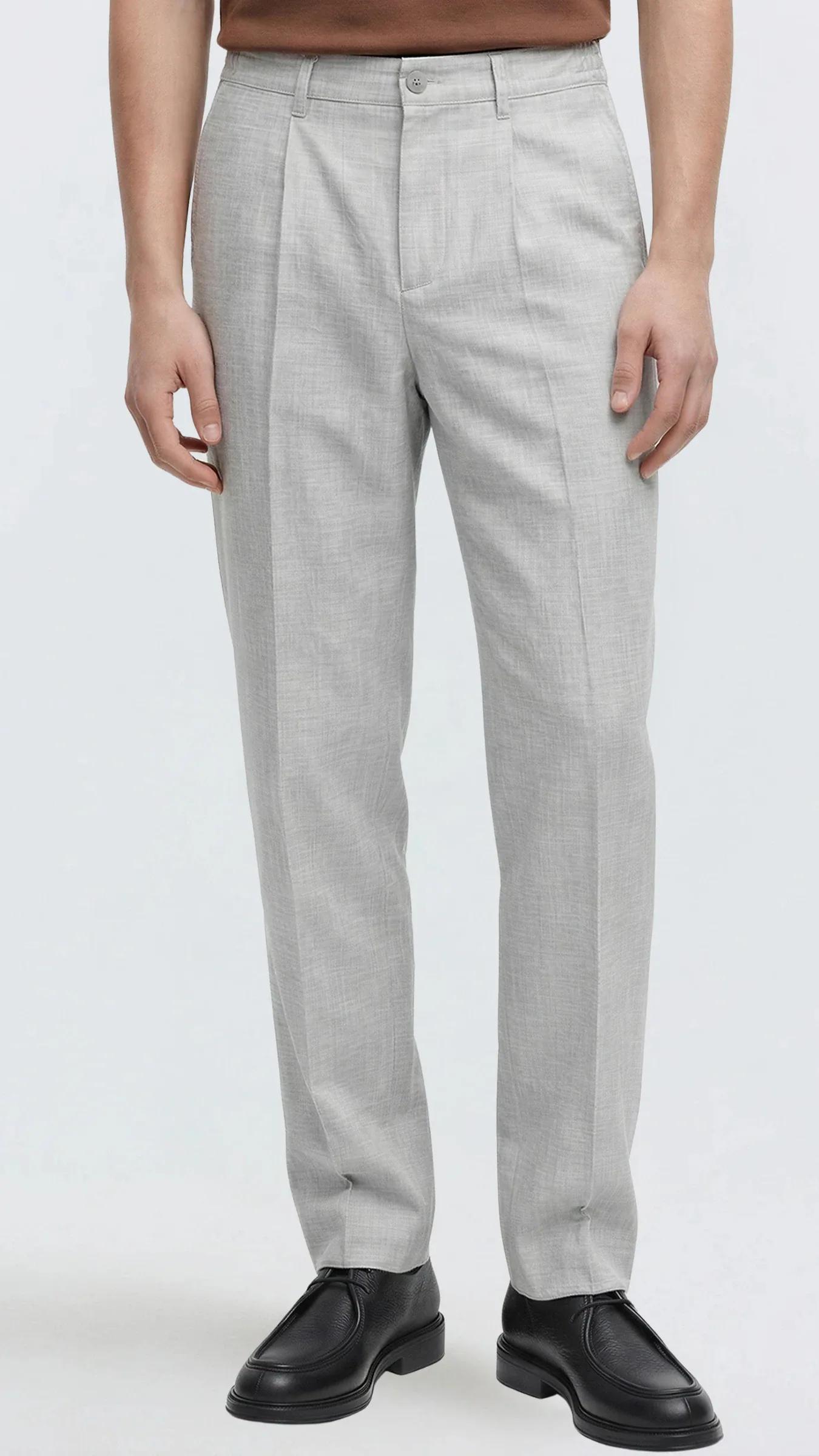 Premium Regular Fit Yüksek Bel Erkek Kumaş Pantolon Gabriel - Açık Gri