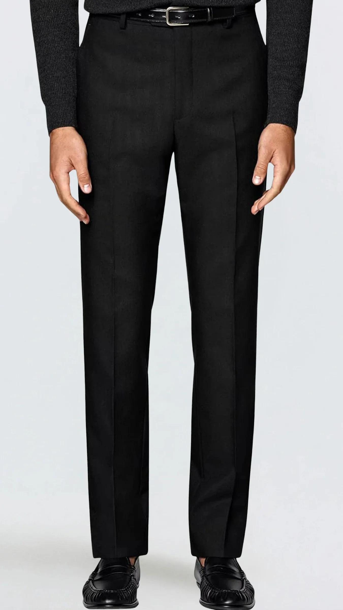 Premium Modern Fit Klasik Erkek Kumaş Pantolon Bellagio - Siyah