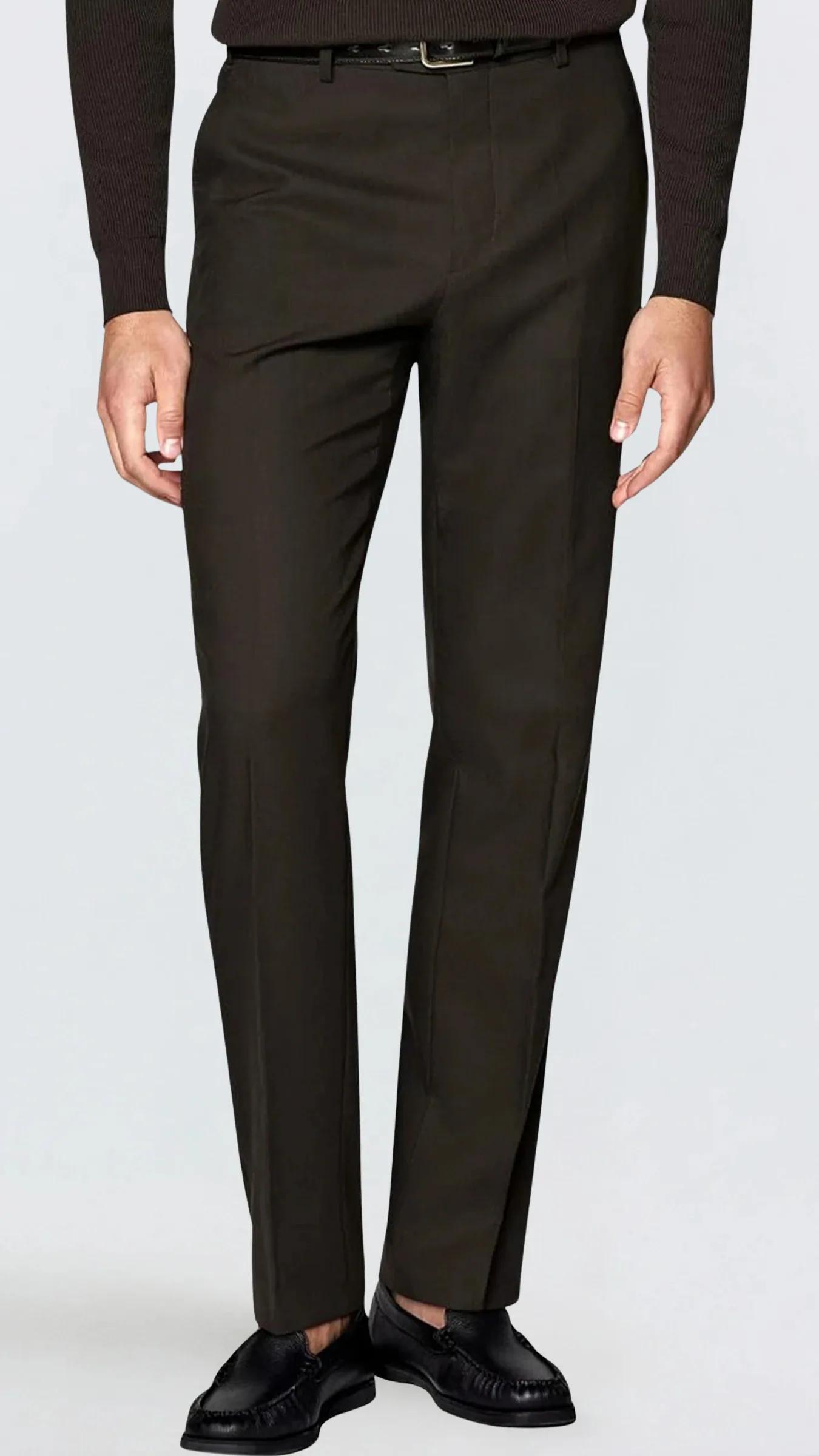 Premium Modern Fit Klasik Erkek Kumaş Pantolon Bellagio - Kahverengi