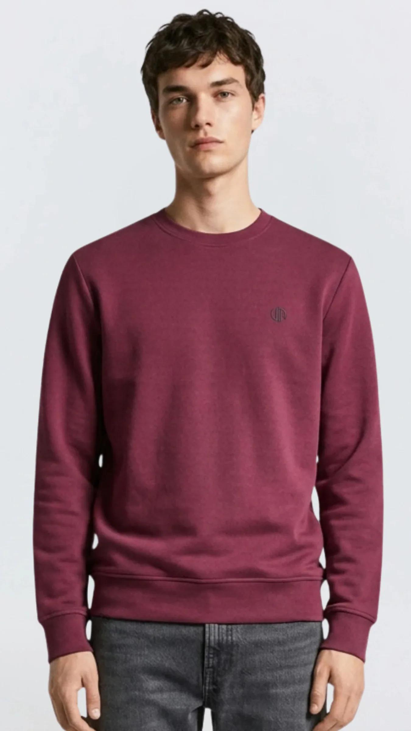 Premium Erkek Doubleface Bisiklet Yaka Sweatshirt Varelli - Bordo