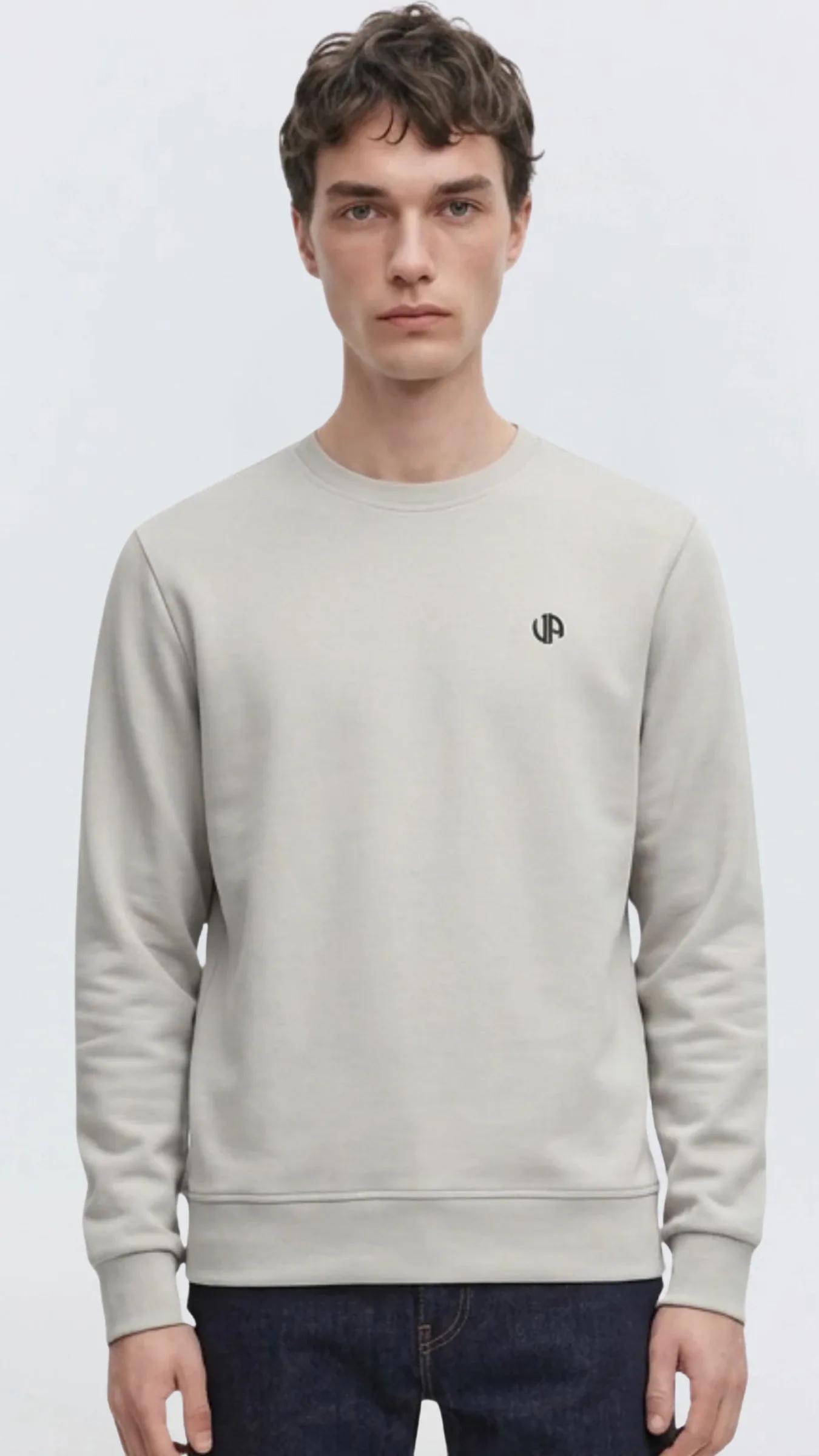 Premium Erkek Doubleface Bisiklet Yaka Sweatshirt Varelli - Gri