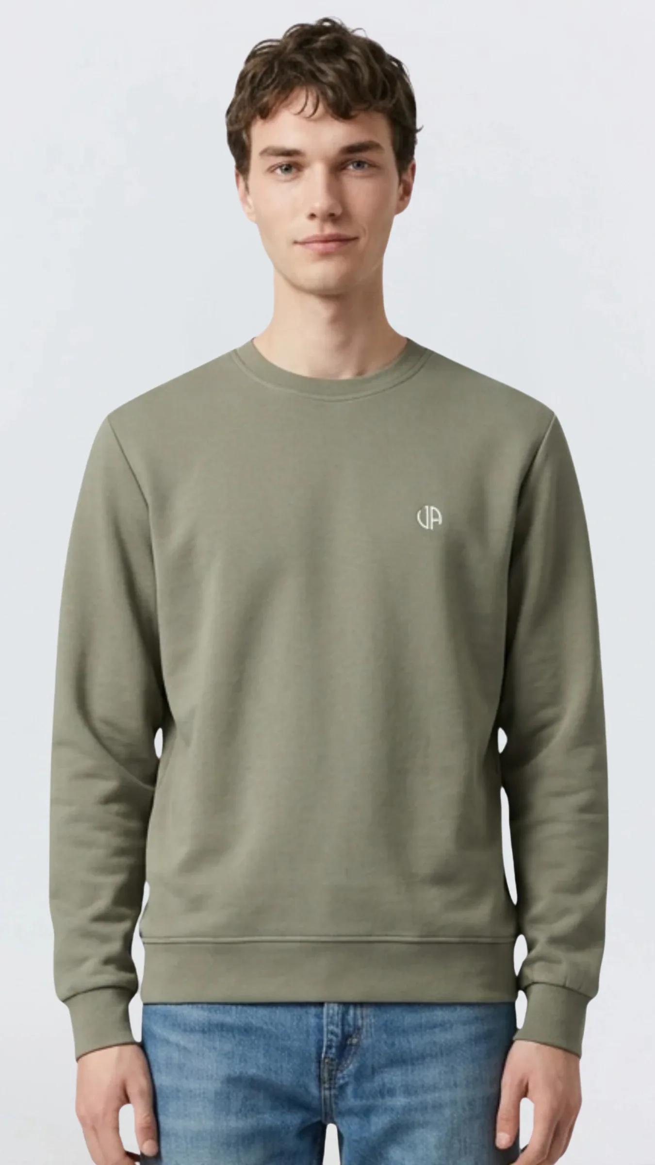 Premium Erkek Doubleface Bisiklet Yaka Sweatshirt Varelli - Haki