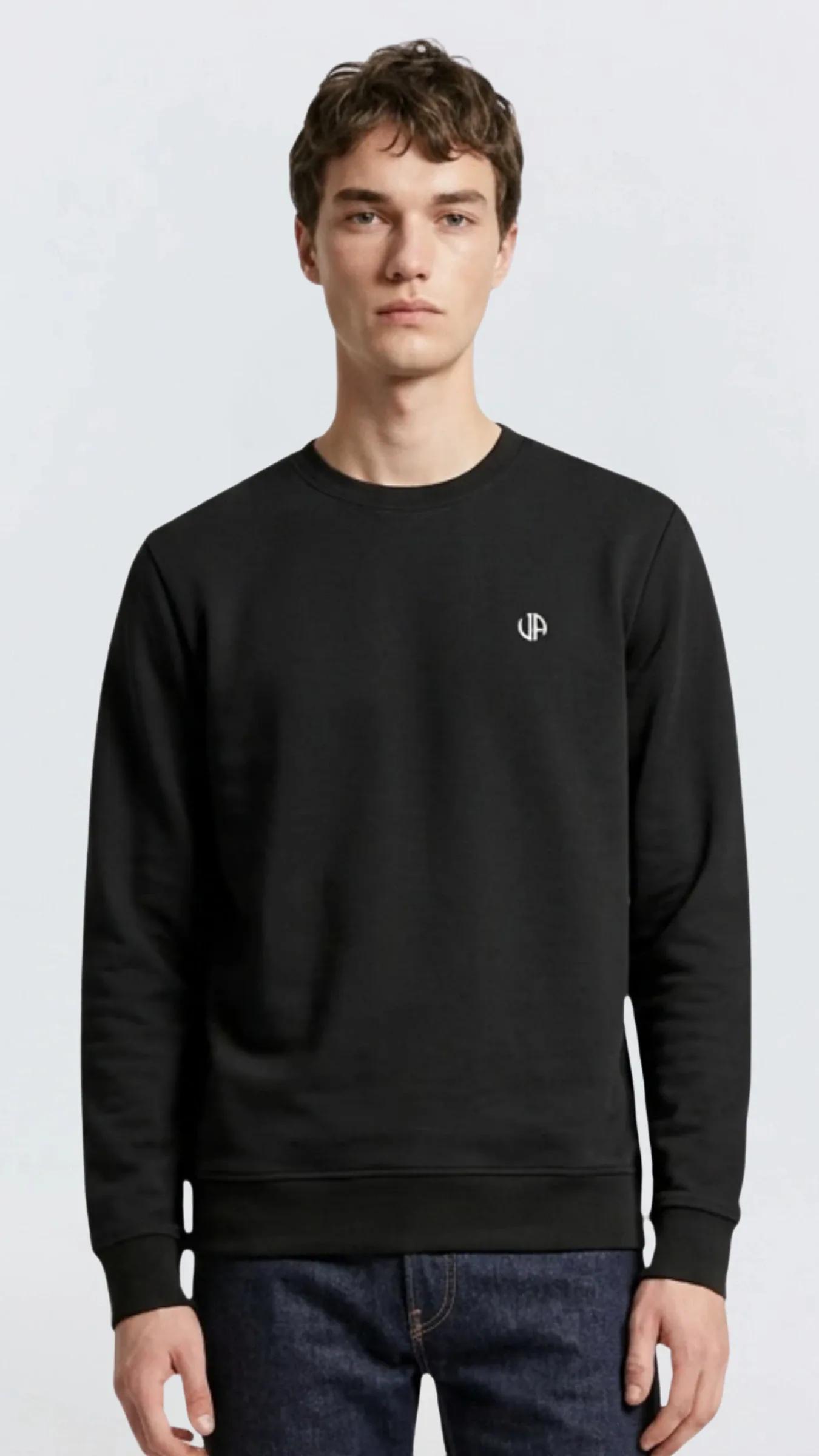 Premium Erkek Doubleface Bisiklet Yaka Sweatshirt Varelli - Siyah