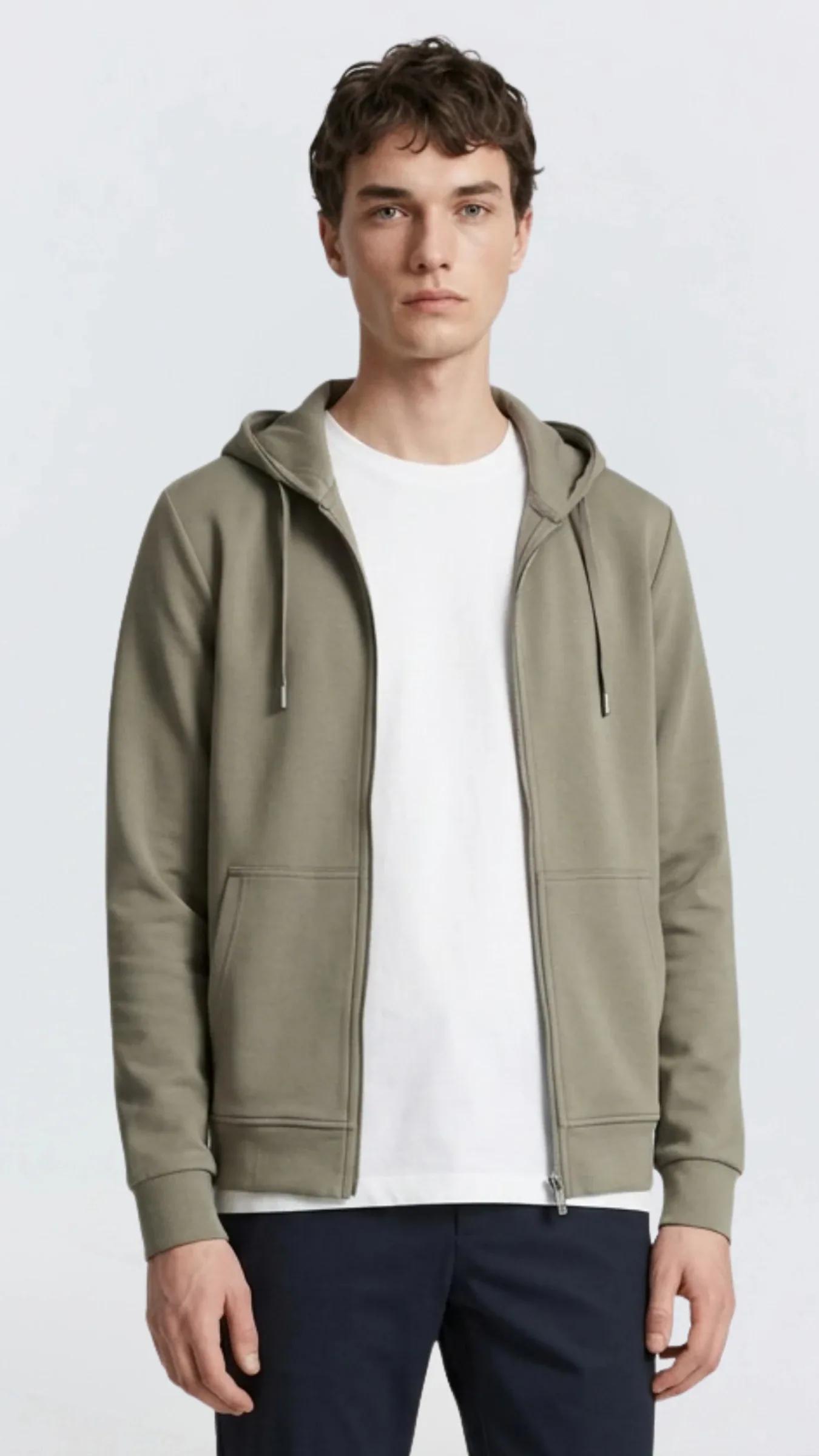 Premium Erkek Doubleface Kapüşonlu Fermuarlı Sweatshirt Axis - Haki