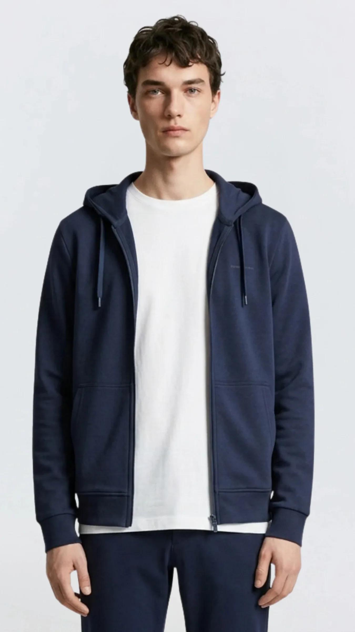 Premium Erkek Doubleface Kapüşonlu Fermuarlı Sweatshirt Axis - Lacivert