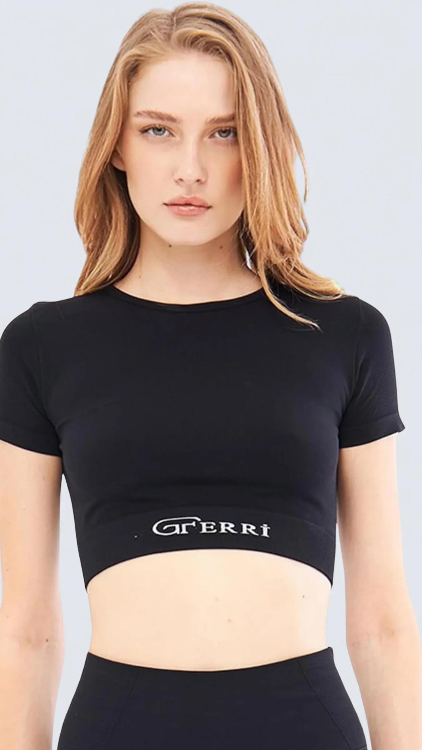 Yumuşak Dokulu, Esnek Yoga, Koşu, Spor ve Günlük Crop Top Mila - Siyah