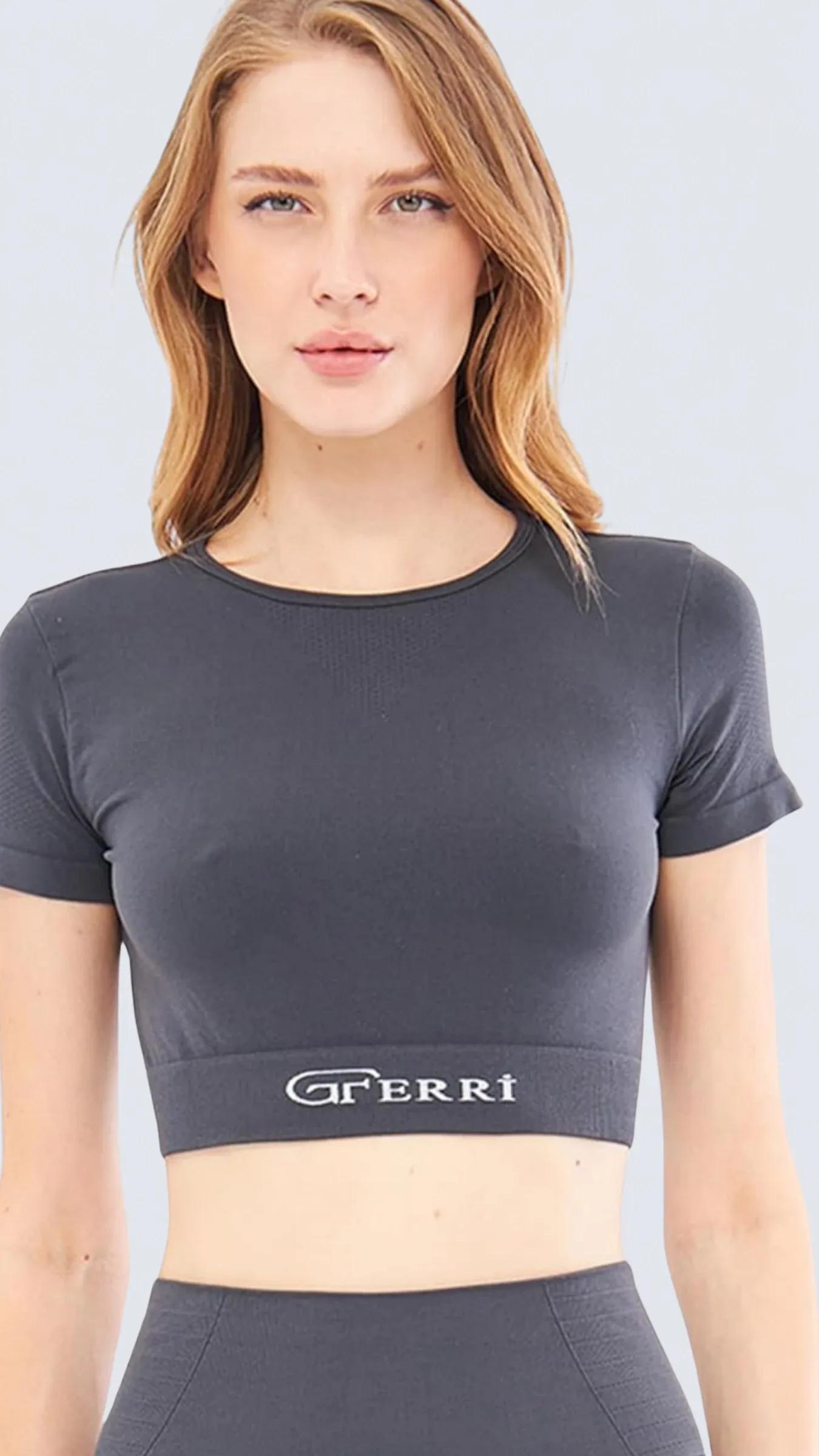 Yumuşak Dokulu, Esnek Yoga, Koşu, Spor ve Günlük Crop Top Mila - Antrasit