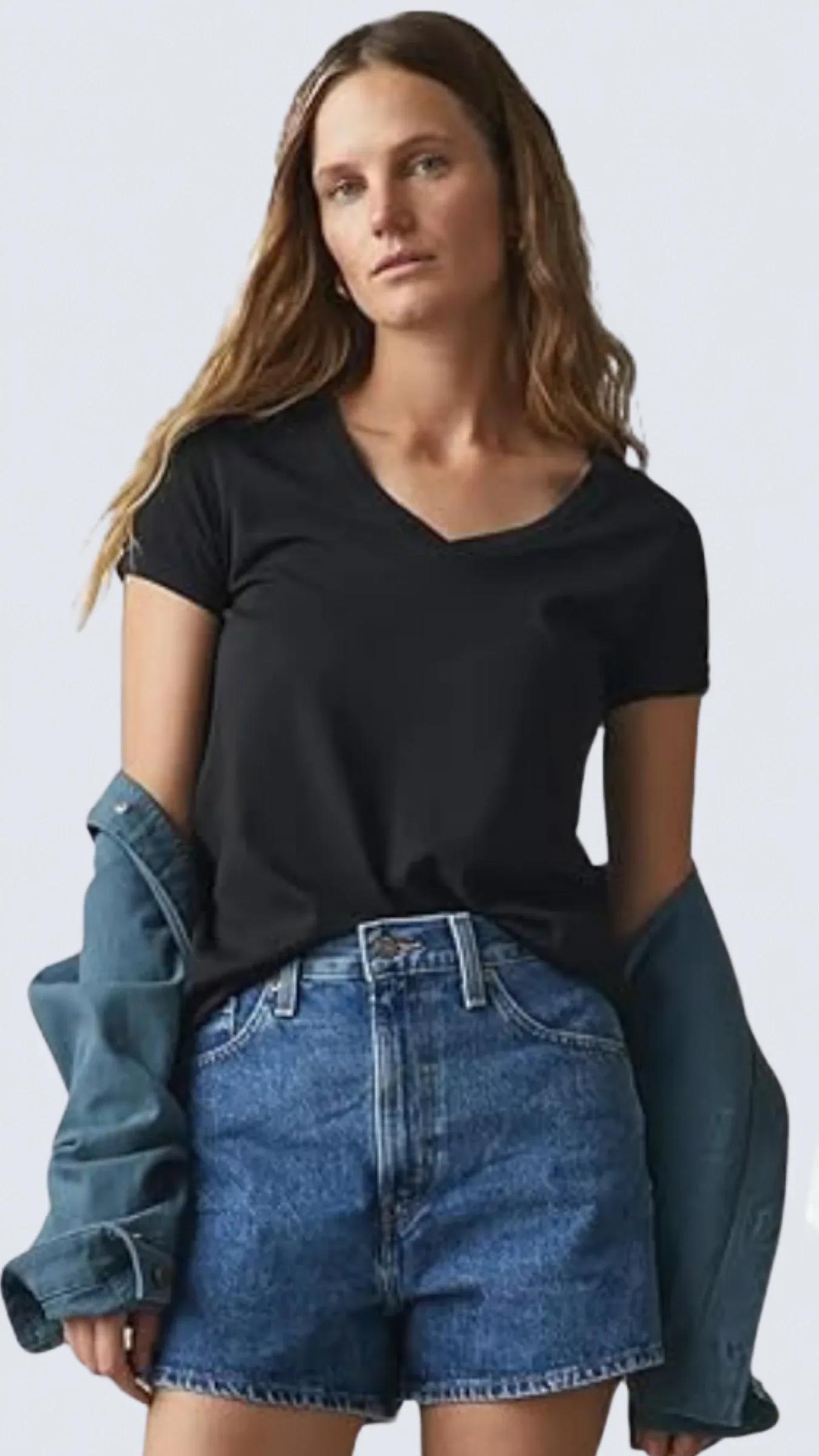 3'lü Kutu Premium Kadın V Yaka Tee T-shirt Rosie