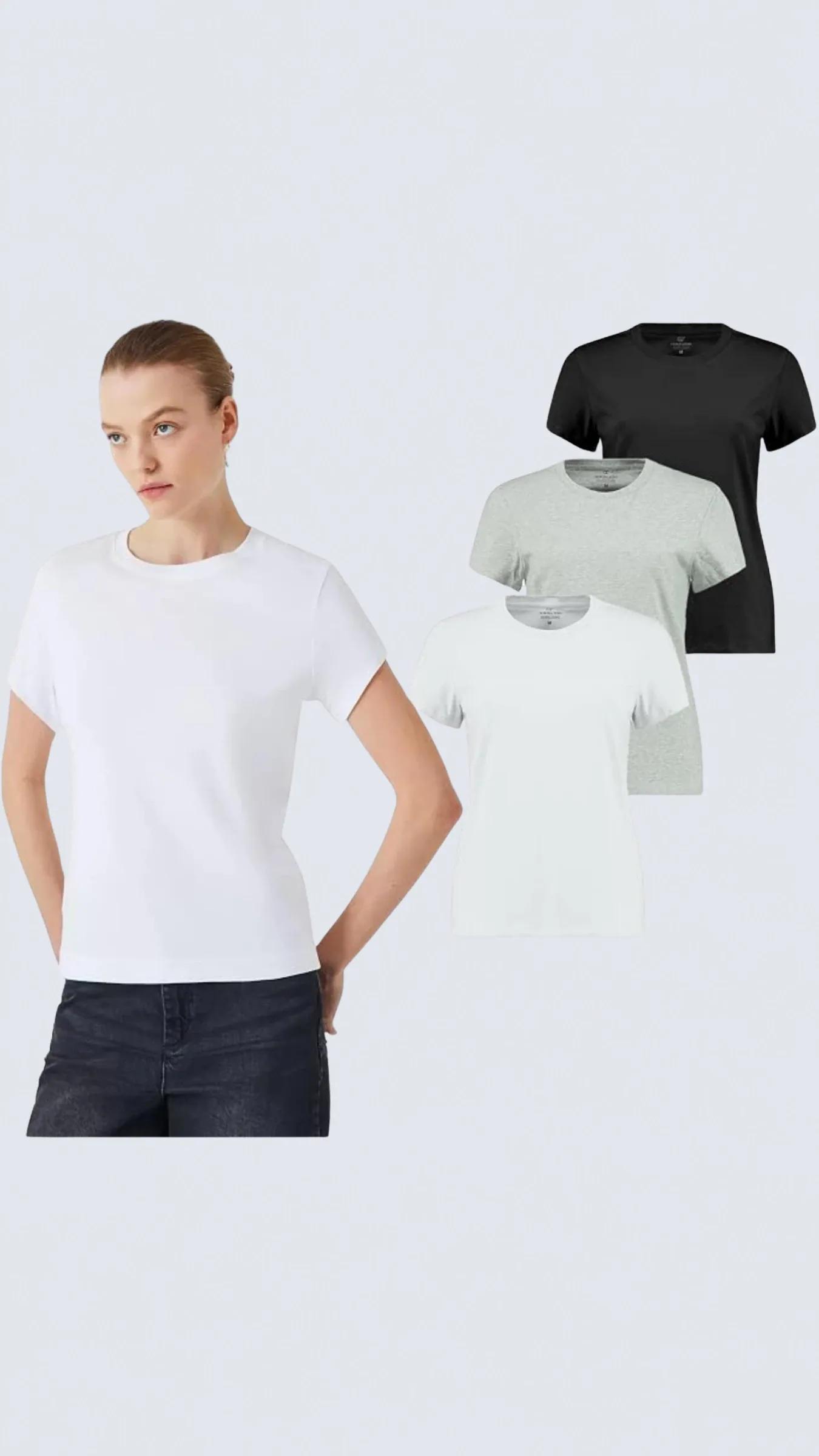 3'lü Kutu Premium Kadın Tee T-shirt Valeria
