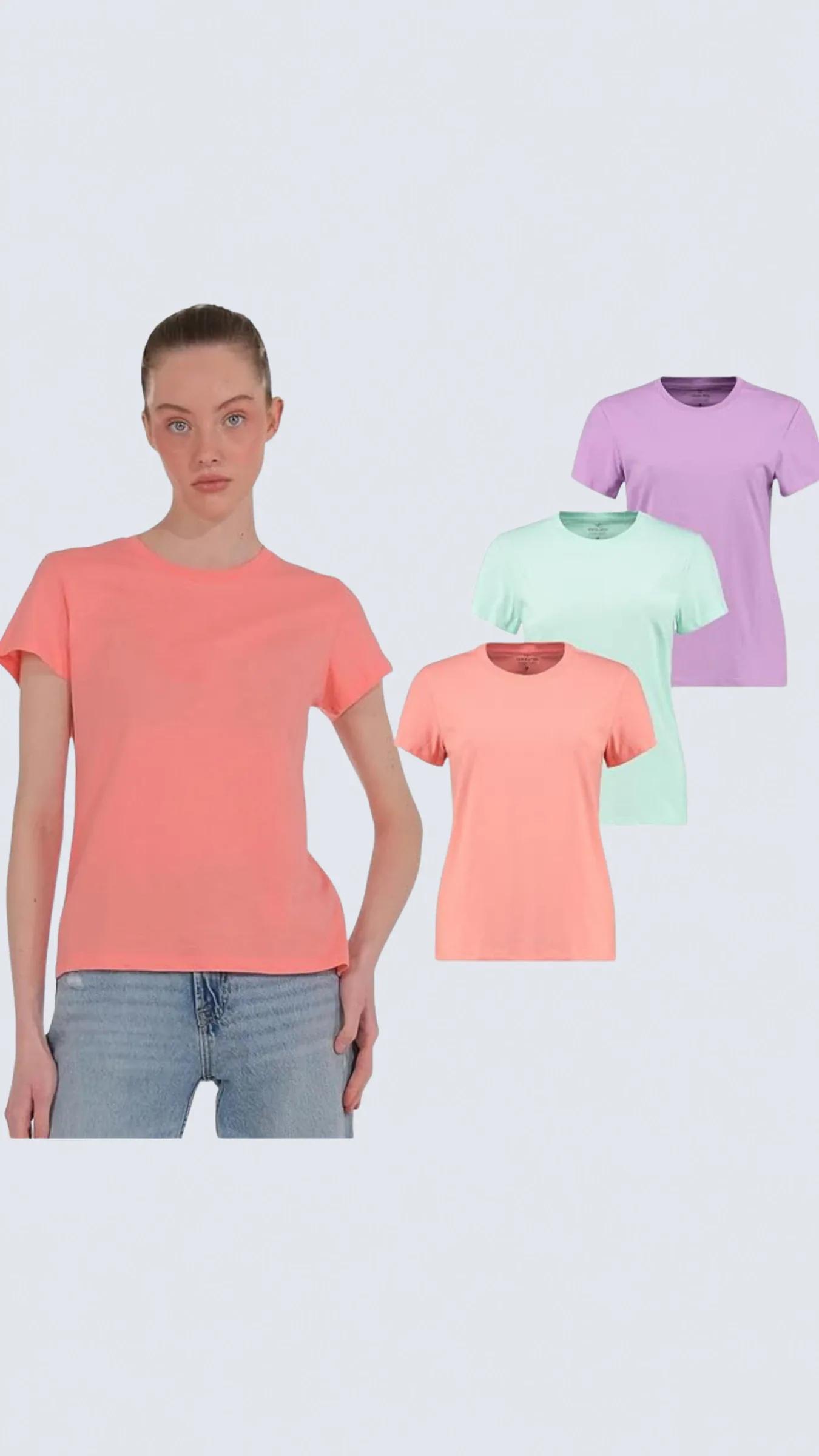 3'lü Kutu Premium Kadın Tee T-shirt Valeria - GF-504 C